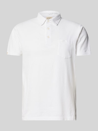 Produktfoto, Slim Fit Poloshirt mit Brusttasche von Superdry aus Baumwoll-Leinen-Mix in Weiß, Knopfleiste, Rückenlänge 67 cm in Größe M
