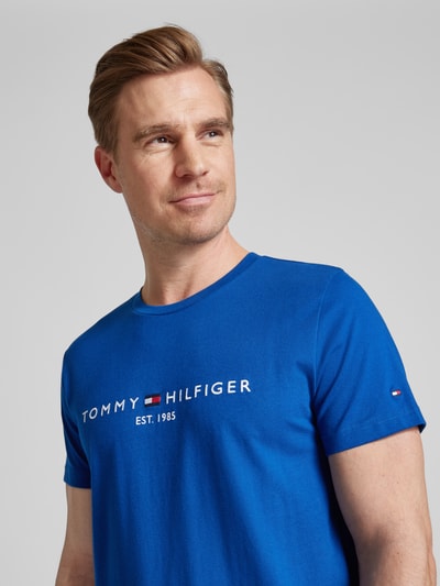 Tommy Hilfiger T-shirt met labelprint Koningsblauw - 3