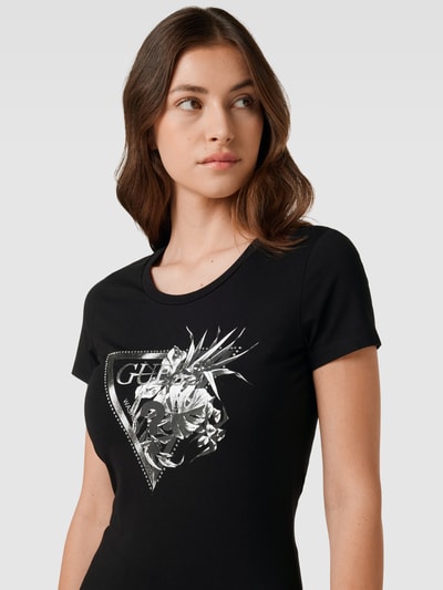 Guess T-shirt z nadrukiem z logo Czarny 3
