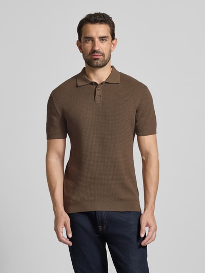 MCNEAL Strickpolo mit kurzer Knopfleiste Mittelbraun 4