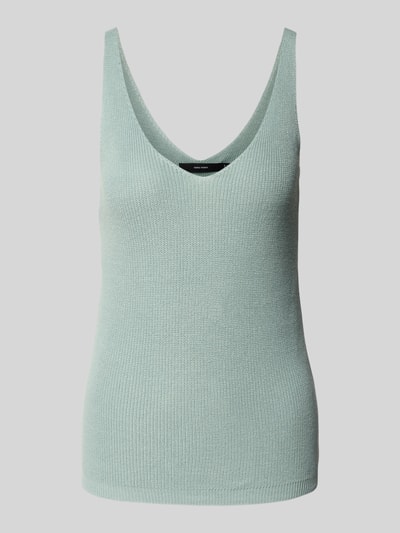 Vero Moda Regular fit tanktop in gebreide look, model 'NEWLEX' Rietgroen - 2