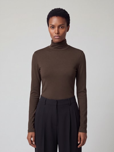 s.Oliver RED LABEL Pullover mit Rollkragen Jersey-Qualität Dunkelbraun 4