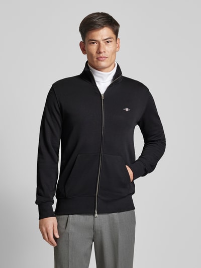 Gant Regular Fit Sweatjacke mit Label-Stitching Modell 'SGIELD' Black 4