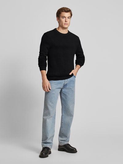 Scotch & Soda Sweter z dzianiny o kroju regular fit z okrągłym dekoltem Czarny 1