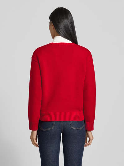 Lauren Ralph Lauren Sweter z dzianiny z motywem i okrągłym dekoltem model ‘RIEDNEE’ Czerwony melanż 5