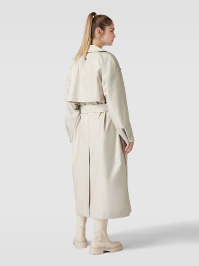 Calvin Klein Jeans Trenchcoat met strikceintuur, model 'GLOSSY' Beige - 5