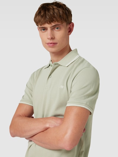 Selected Homme Poloshirt mit Kontraststreifen Khaki 3