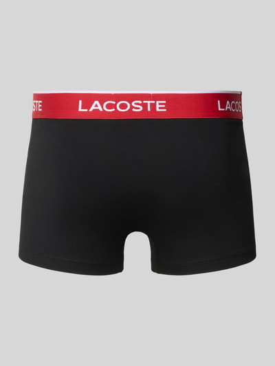 Produktfoto, czarne obcisłe bokserki Trunk aus Baumwoll-Mix im 5er-Pack od Lacoste, czerwony elastyczny pas, Herren Pant & Trunk von Lacoste