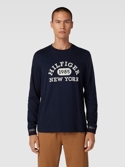 Tommy Hilfiger Longsleeve mit Label-Print Modell 'COLLEGIATE' Marine 4