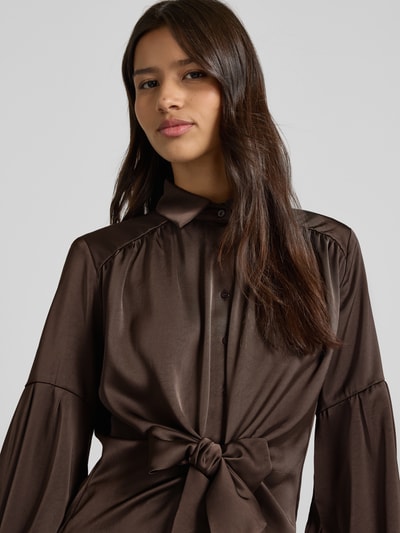Neo Noir Bluzka koszulowa z listwą guzikową Ciemnobrązowy 3