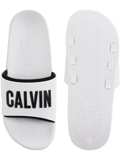 CK Calvin Klein Slides mit Logo-Applikation  Weiss 4