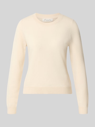 Productfoto, Slim Fit Strickpullover aus reinem Kaschmir van Christian Berg Woman, getailleerde pasvorm, crèmekleurig, fijne textuur, elastische boorden