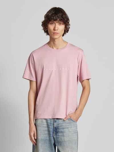 Jack & Jones T-Shirt mit Label-Print Modell 'STAR' Pink 4