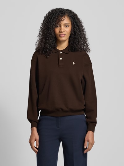 Polo Ralph Lauren Bluza z kołnierzykiem polo i wyhaftowanym logo Ciemnobrązowy 4