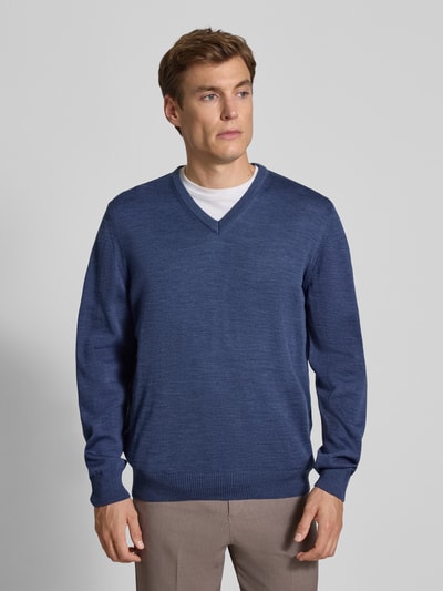 MAERZ Muenchen Gebreide pullover van merinowol Oceaanblauw gemêleerd - 4