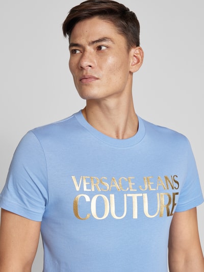 Versace Jeans Couture T-shirt met labelprint Lichtblauw - 3