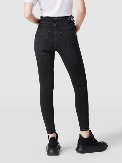 Calvin Klein Jeans Skinny fit jeans met labelpatch van leer Zwart - 5