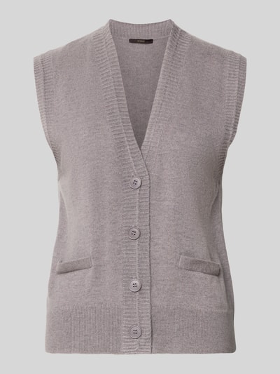 Produktfoto, Strickweste mit Kaschmir-Anteil von windsor., Mieszanka żywej wełny i kaszmiru, krój regular fit, dekolt w serek, listwa guzikowa na całej długości, kieszenie z wypustką, prążkowane wykończenia, długość tyłu w rozmiarze 36: 53 cm