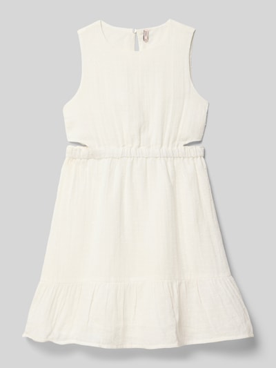 Produktfoto, Tailliertes Damen Freizeitkleid aus reiner Baumwolle Modell 'LUCY' von Only, Optik: Unifarben, Mini-Länge, gepunktet, Popeline-Textur, Rundhals, ohne Ärmel, blickdichter Unterrock, Cut-Outs