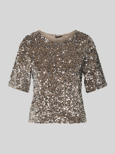 Pieces Regular fit T-shirt met pailletten, model 'KAM' Antraciet - 2