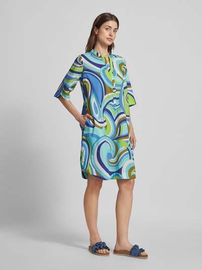 Emily Van den Bergh Knielanges Kleid mit Allover-Print Blau 1