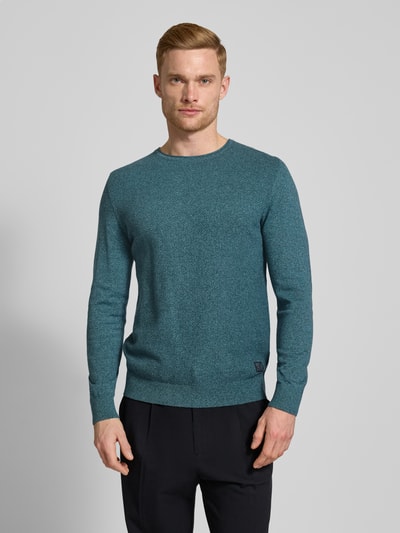 s.Oliver RED LABEL Regular Fit Strickpullover aus reiner Baumwolle mit Strukturmix Petrol 4