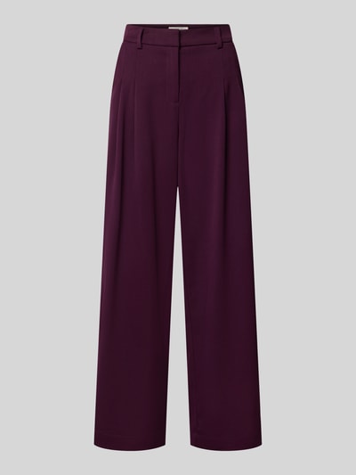Produktfoto, Wide Leg Bundfaltenhose Modell 'Henrika' von MSCH Copenhagen in dunklem Violett, softer Material-Mix mit Viskose-Anteil.