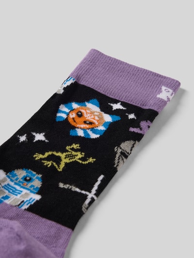 Produktfoto, Socken aus Baumwoll-Mix Modell 'TEAM MANDO' von Happy Socks für Herren im mehrfarbigen Design, elastisches Rippenbündchen, Label-Detail.