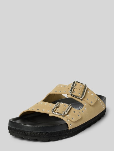 Espadrij Klapki ze skóry z wytłoczonym logo model ‘AMI’ Beżowy 1