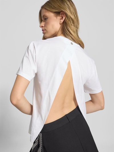 Rabanne T-Shirt mit geripptem Rundhalsausschnitt Weiss 3