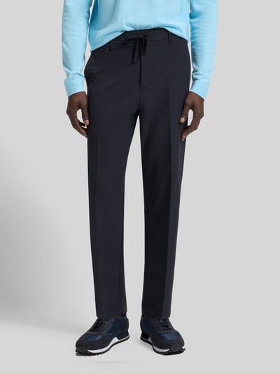 BOSS Green Tapered fit pantalon van strijkvriendelijk materiaal model 'T_CONVERT' Donkerblauw - 4