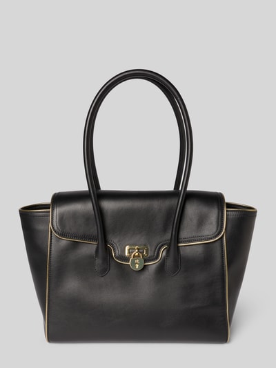 Lauren Ralph Lauren Torebka ze skóry bydlęcej z rączkami Czarny 2
