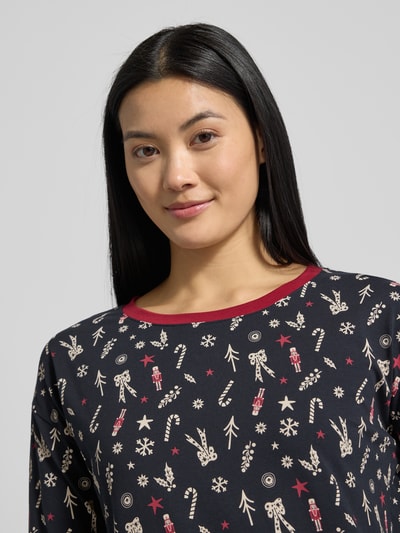 Skiny Pyjama-Oberteil im Allover-Look mit Rundhalsausschnitt Black 3