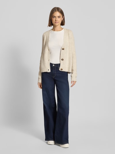 Only Loose Fit Strickjacke mit V-Ausschnitt Modell 'ZOEY' Ecru Melange 1