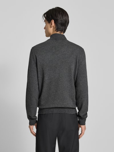 BOSS Bluza z kołnierzem o kroju regular fit z mieszanki żywej wełny i bawełny model ‘HETTORE’ Czarny 5