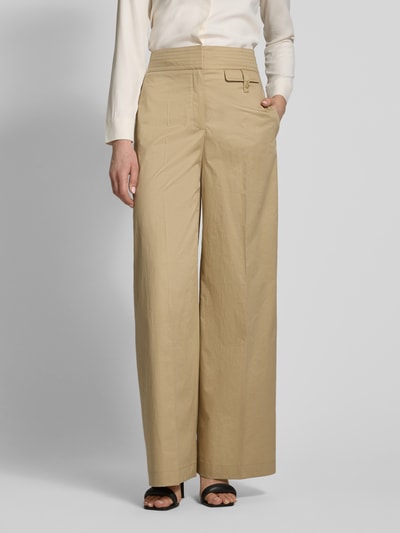 BOSS Wide Leg Stoffhose mit Bügelfalten Modell 'Tiana' Beige 4