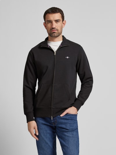 Gant Regular Fit Sweatjacke mit Label-Stitching Black 4