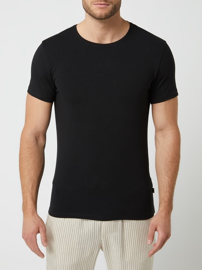 Casual Friday Slim fit T-shirt met stretch, model 'David' Zwart - 4
