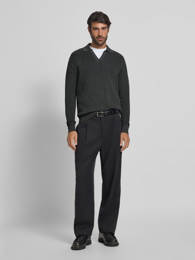 Matinique Gebreide pullover met ribboorden, model 'kollo' Antraciet - 1