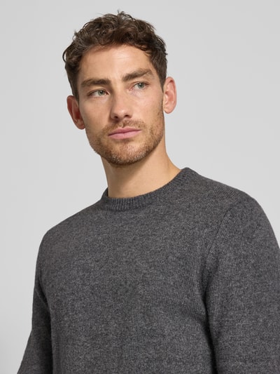 Casual Friday Strickpullover aus Woll-Mix Modell 'KARL' Mittelgrau Melange 3