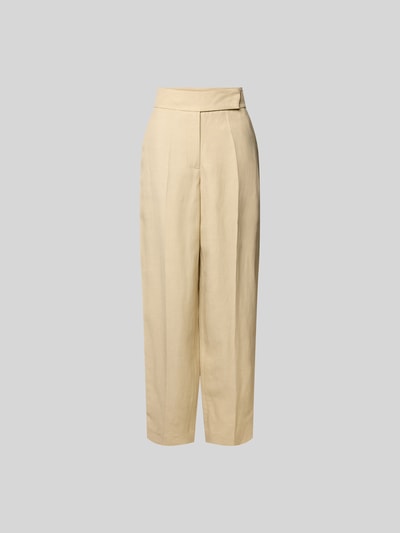 Produktfoto, Wide Fit Stoffhose aus Viskose-Mix von Joseph, beige mit Bügelfalten, Gesäßtaschen, Haken-Reißverschluss, Leinen-Viskose-Anteil
