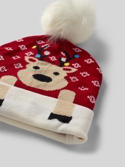 CAPELLI NEW YORK Beanie mit Bommel Rot 2