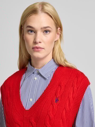 Polo Ralph Lauren Strickpullunder mit Zopfmuster Rot 3