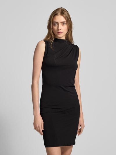 Pieces Slim fit mini-jurk met opstaande kraag, model 'MADISON' Zwart - 4