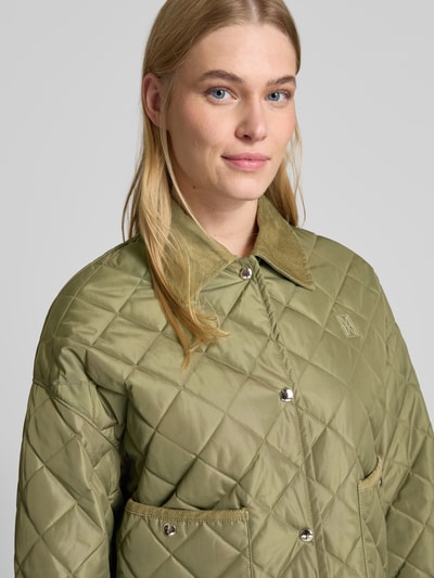 Marc O'Polo Boxy Fit Steppjacke mit Cord-Kragen Khaki 3