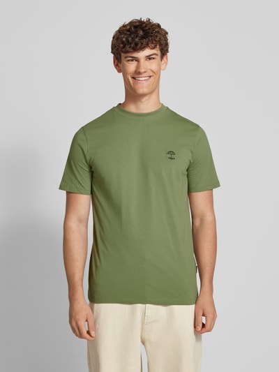 Blend T-Shirt mit geripptem Rundhalsausschnitt Modell 'JENS' Oliv 4