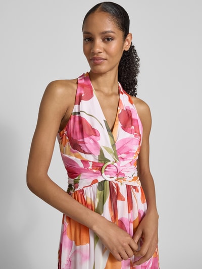 Adrianna Papell Maxikleid mit V-Ausschnitt und Taillenband Pink 3