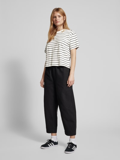 JAKE*S STUDIO WOMAN T-shirt in gebreide look met streepmotief Zwart - 1