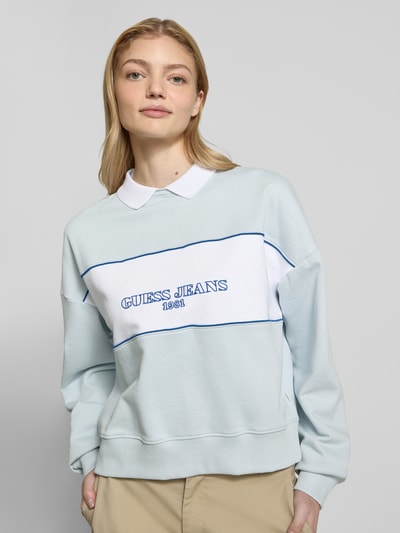 Guess Jeans Sweatshirt mit Polokragen Hellblau 3