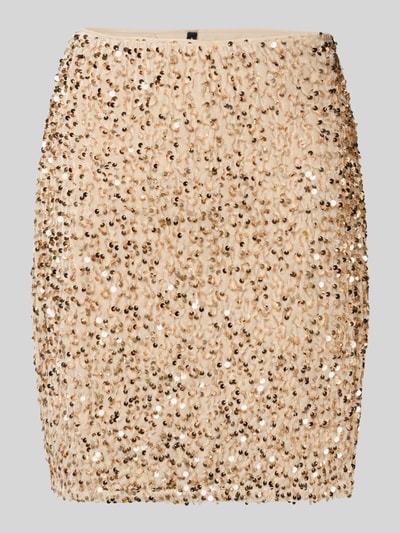 Vero Moda Spódnica mini o lekko rozkloszowanym kroju z cekinowym obszyciem model ‘BELLA’ Piaskowy 2